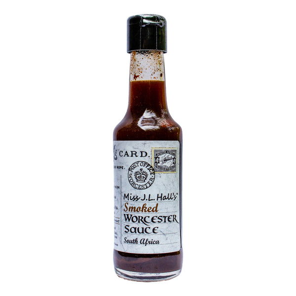 Miss J.L. Hall’s Smoked Worcester Sauce in a 125ml bottle.